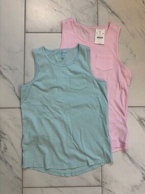 Crewcuts Girls' Pastel Tank Top - Pink & Light Blue - set of 2